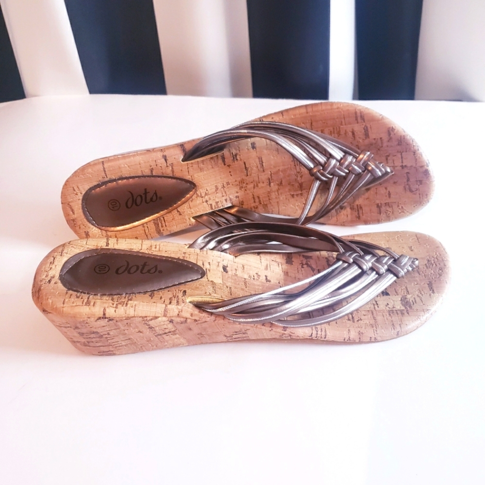 Dots! Bronze and Silver Wedge Sandals